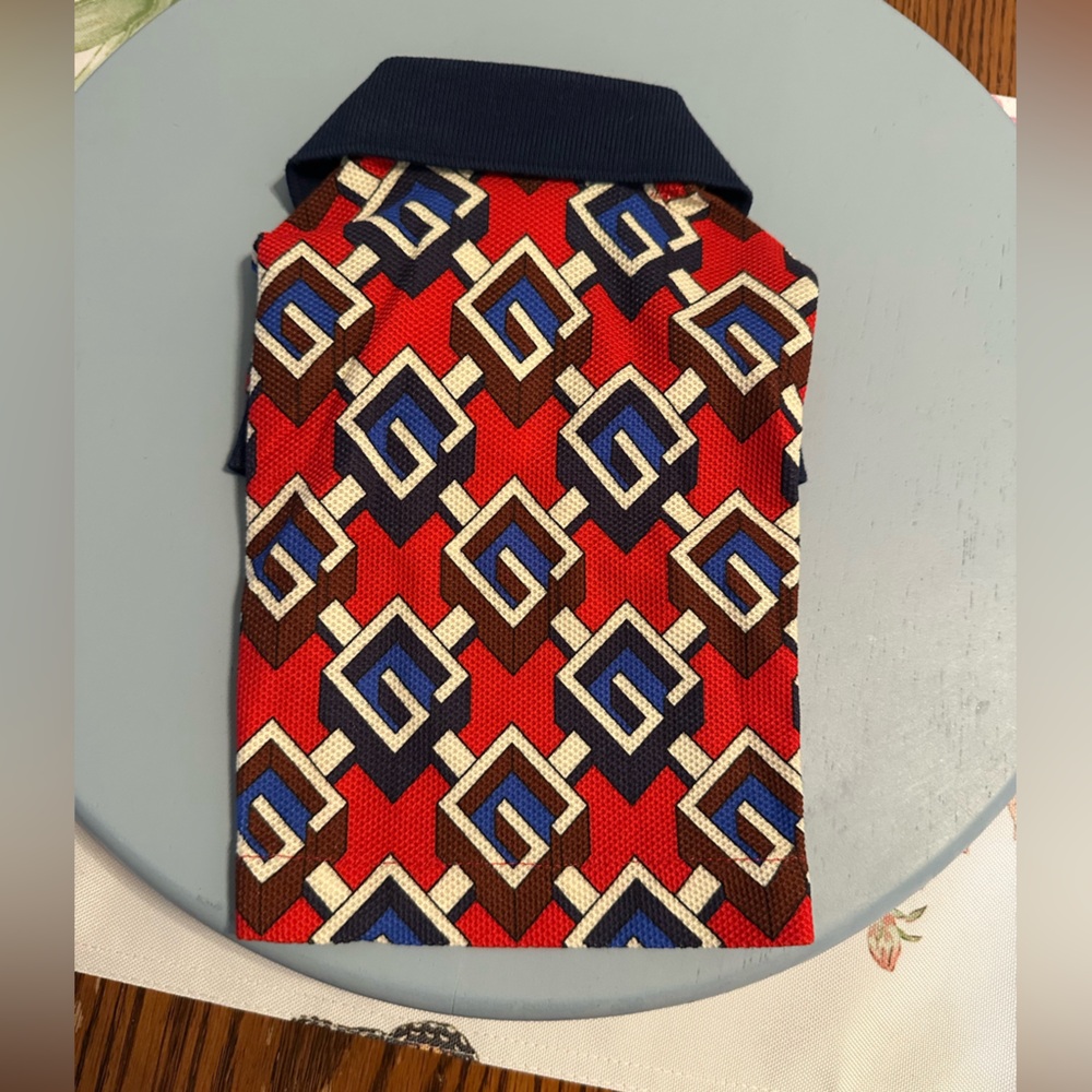 Gucci Red and Blue Geometric Dog Sweater